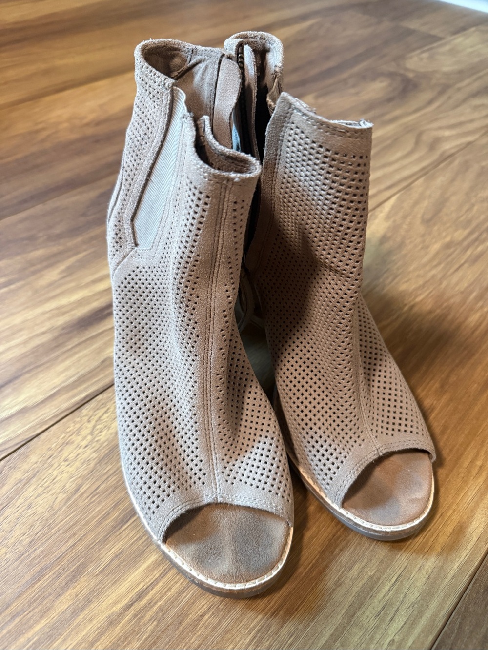 Toms Taupe Perforated Open-Toe Mules